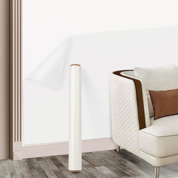 Trianu Clear Wall Protector Sheet, 17.7in x 32.8ft Clear Contact Paper, Static Cling Removable Wall Paper Sticker Pull and Stick, Door Scratch Protector for Kitchen Cabinets