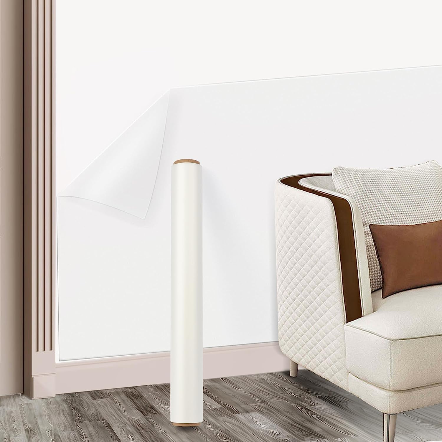 Clear Wall Protector Sheet, 17.7"x32.8' Non Adhesive Clear Contact Paper Peel and Stick, Static