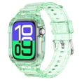 thumbnail image 1 of Clear Watch Band with Bumper Case Compatible for iWatch Series 10 46mm Women Men Girls, Silicone Jelly Transparent Soprts Strap with Clear Frame Cover for Apple Watch Series 10 46mm, Green, 1 of 5