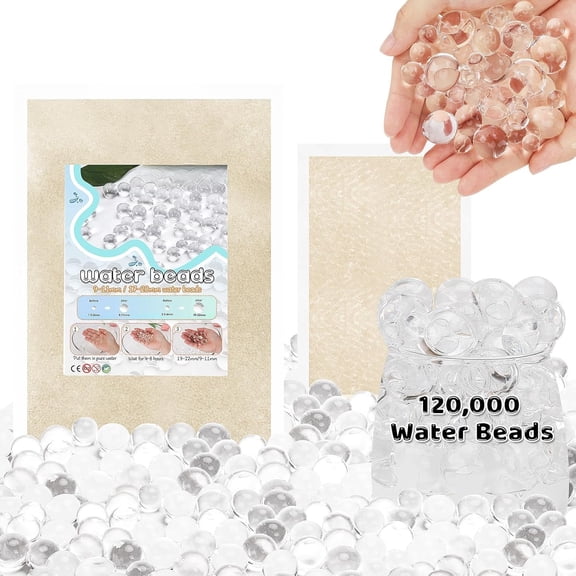 Clear Water Beads Set 100,000 Pcs & 20,000pcs Large Gel Balls, Water Beads for vases, Planting, Wedding Centerpiece, Floating Candles