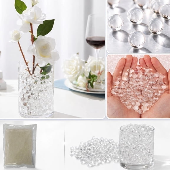 Clear Water Beads for Vases, Crystal Bloom Decor Hydrogel Pearls, Soak to Expand Reusable Vase Filler Beads for Floral Arrangement 50000 Pieces