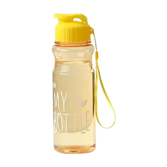 Portable Plastic Cup,Press Clamshell Outdoor Sports Water Cup,Plastic Cup,Daily Water Cup Portable Plastic Cup,Leakproof Drinking Sports Water Bottle for Fitness, Gym and Outdoor(Yellow)