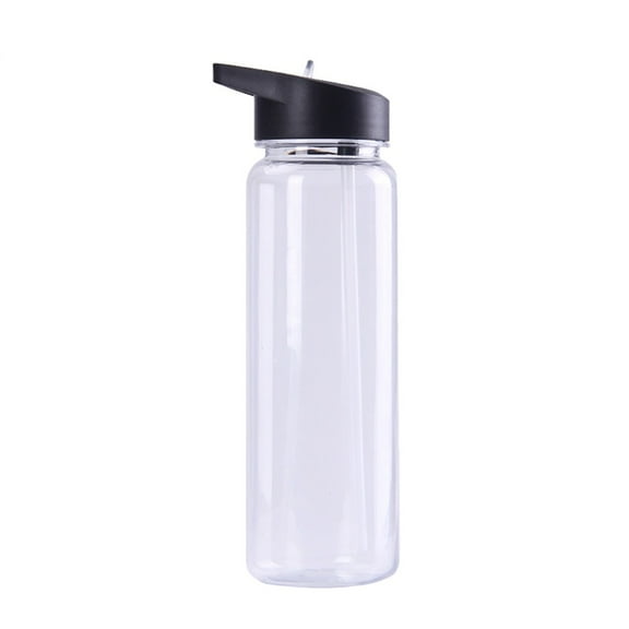 Clear Water Bottle with Lid and Straw 750ml 26fl Oz Portable Sports Water Bottle PS Plastic Water Bottle for Biking Gym Yoga Black Water Bottles
