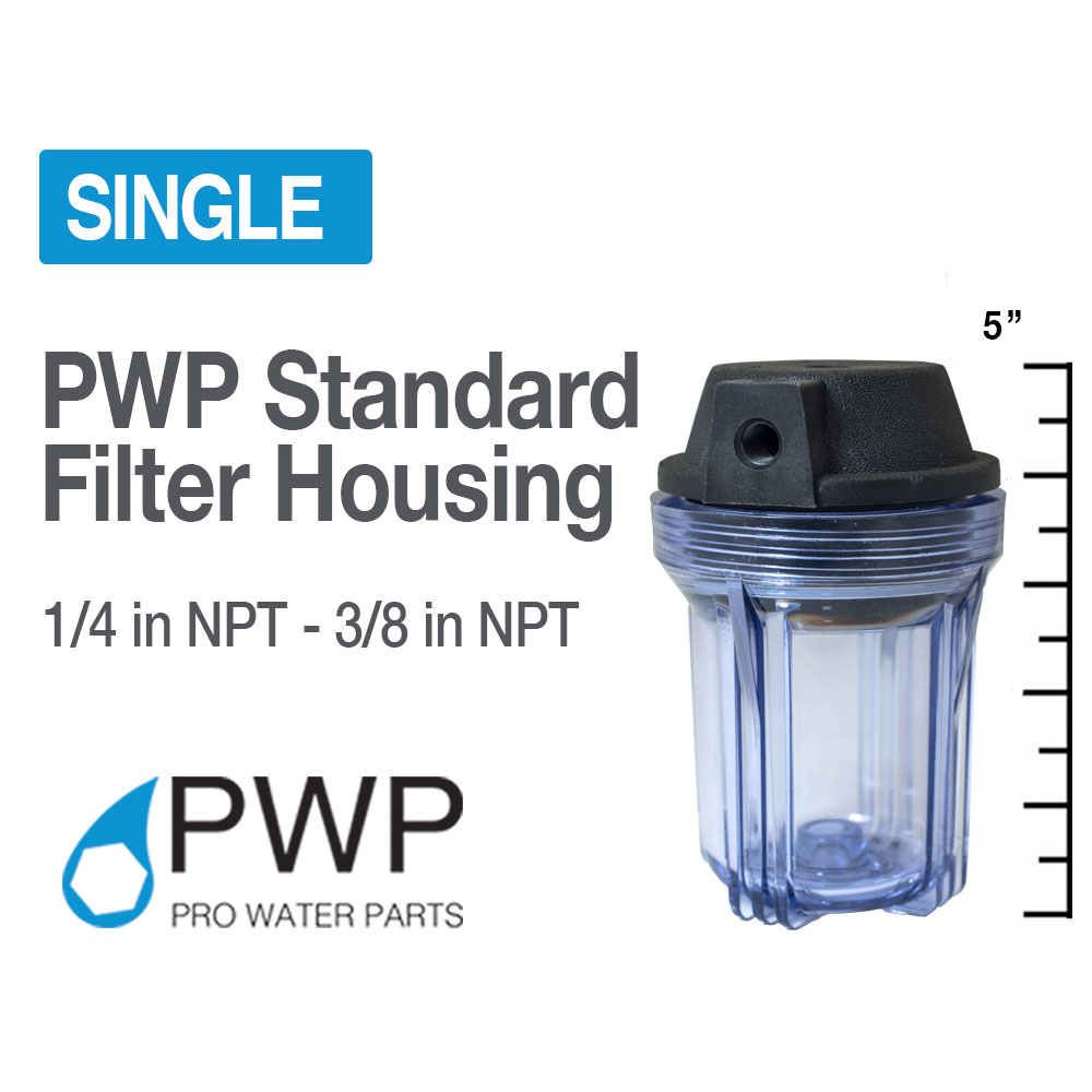 Clear Water Filter Housing 1/4" NPT Whole House RO 5" x 2.5"