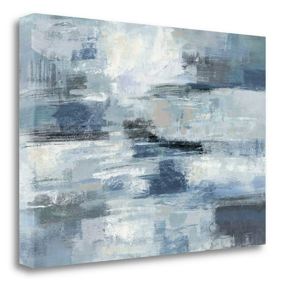Clear Water Indigo And Gray by Silvia Vassileva - Multi-Color Canvas Fabric