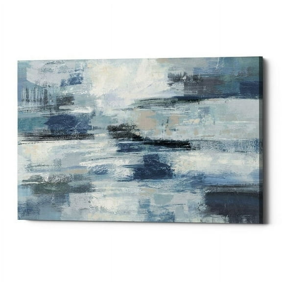 "Clear Water Indigo and Gray" by Silvia Vassileva, Giclee Canvas Wall Art, 12"x18"