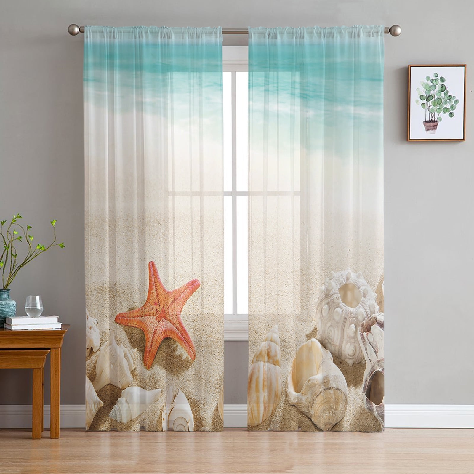 Clear Water On The Beach Tulle Curtains for Living Room Bedroom
