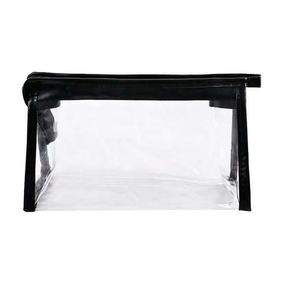 Clear Waterproof Pencil Cases Simple Aesthetic Cosmetic Bag with Zipper Fashion Makeup Organizing Bags Travel Toiletry Pouch Black One Size