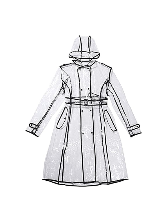 Rain Coats for Women Waterproof Clear Rain Poncho with Hood and Belt, Reusable Portable Womens Rain Jacket, Lightweight Rain Gear for Outdoor Festivals Daily Outwear