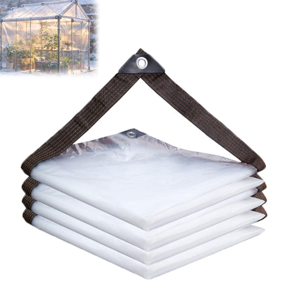Clear Waterproof Tarp for Patio, Multiple Sizes Clear Waterproof PE Tarp, Transparent Outdoor Cover with Metal Grommets