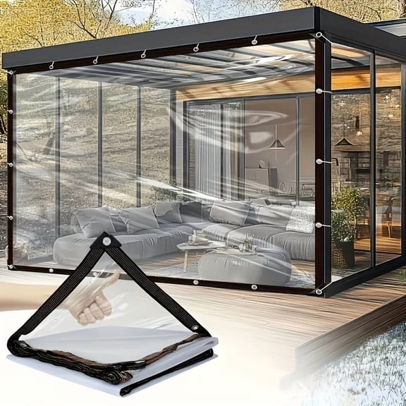 Clear Waterproof Tarps with Grommets,7x10FT with 1 Rolls Ropes Clear Vinyl Tarp Heavy Duty Anti Tear Outdoor Clear Plastic Tarp Clear PVC Covering for Patio Henhouse Porch Canopy Plant Garden Camping
