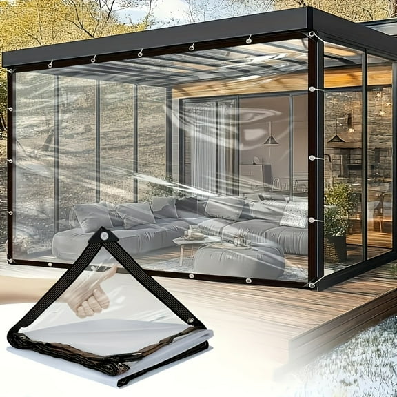 Clear Waterproof Tarps with Grommets,7x10FT with 1 Rolls Ropes Clear Vinyl Tarp Heavy Duty Anti Tear Outdoor Clear Plastic Tarp Clear PVC Covering for Patio Henhouse Porch Canopy Plant Garden Camping