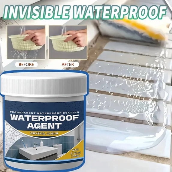 Clear WaterproofTransparentCoating • Bathroom Tile Crack Leak Stopper • Invisible Water Seepage• Indoor Outdoor Home Waterproofing DIY Brush