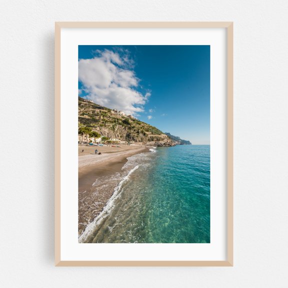 Clear Waters, Minori - Minori Campania Italy Photography Beach Coast Ocean Landscape Scenic Nature Travel Poster Oak Framed Wall Art Print 5 x 7 inches