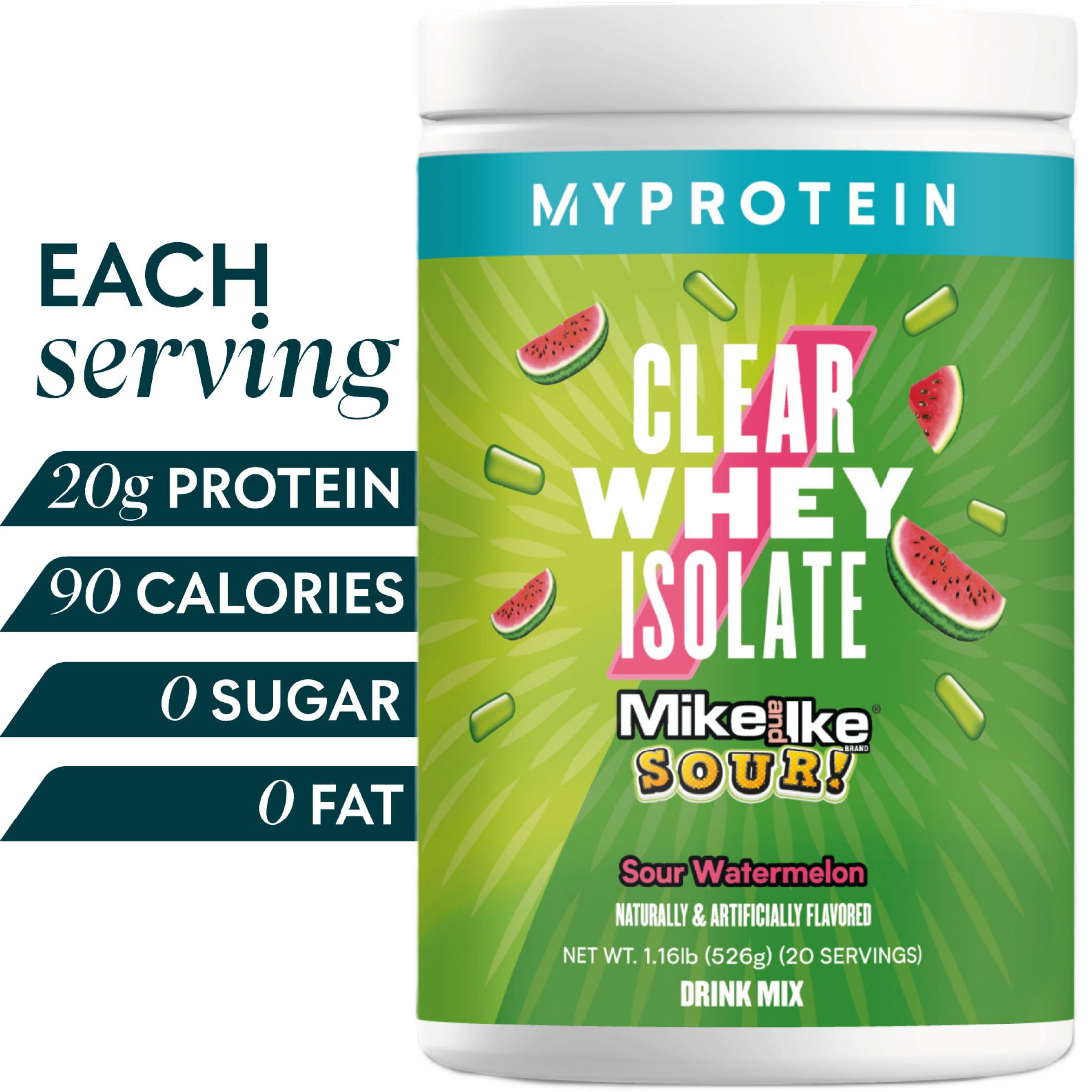 Myprotein Clear Whey Isolate Protein Powder, Mike and Ike Sour Watermelon, 1.1lbs (20 Servings)