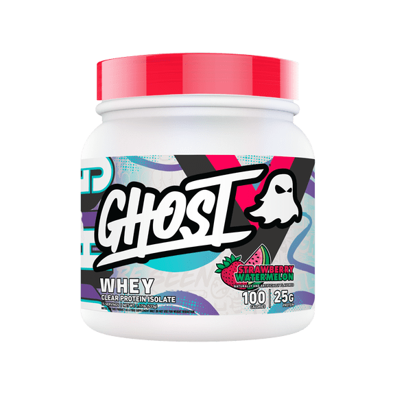 GHOST Whey Clear Isolate Protein Powder, 25g Protein, Strawberry Watermelon, 1.17 lb, 15 Servings