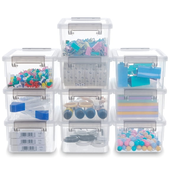 Clear White 0.53 QT(10 Pack) Small Plastic Storage Containers with Lids