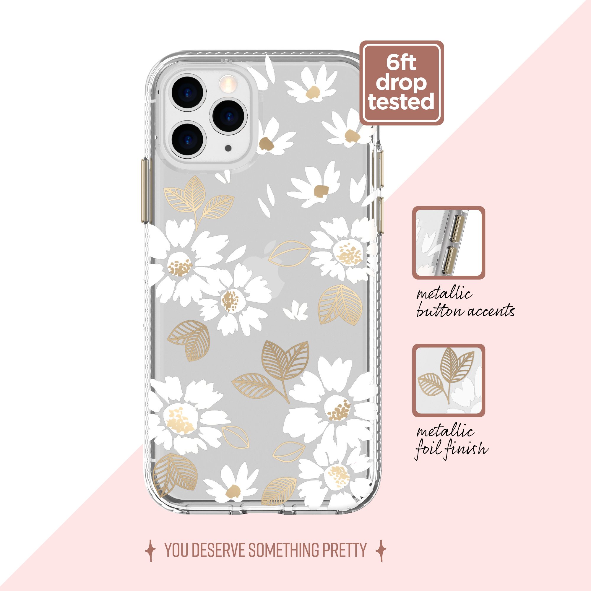 Clear White Floral Phone Case for iPhone 11 Pro - image 1 of 5