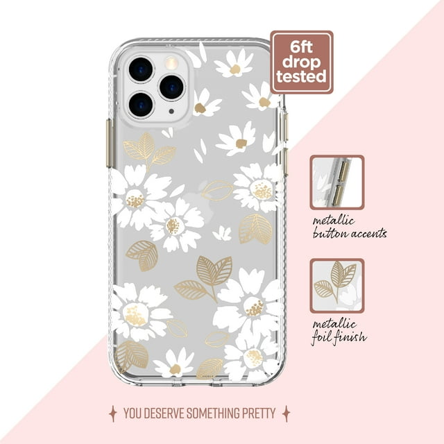 Clear White Floral Phone Case for iPhone 11 Pro