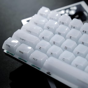 Clear White Keycaps, Jelly Ceramic Key caps Style, Transparent Side Printed Custom Keyboard Keycaps, MDA Profile, for 60%/65%/75%/96%/100% Layout Cherry MX Switches Mechanical Keyboard