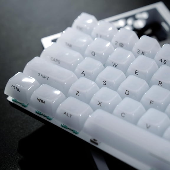 Clear White Keycaps, Jelly Ceramic Key caps Style, Transparent Side Printed Custom Keyboard Keycaps, MDA Profile, for 60%/65%/75%/96%/100% Layout Cherry MX Switches Mechanical Keyboard