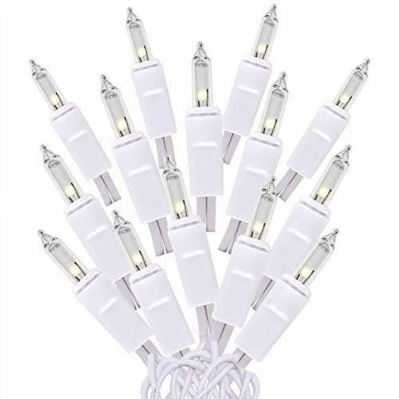 Clear White Mini String Lights On White Wire, 100 Count Christmas Decorative Lights Set Static And Flashing For Indoor Outdoor Use, Tree Decor, Ul Listed By Holiday Essence