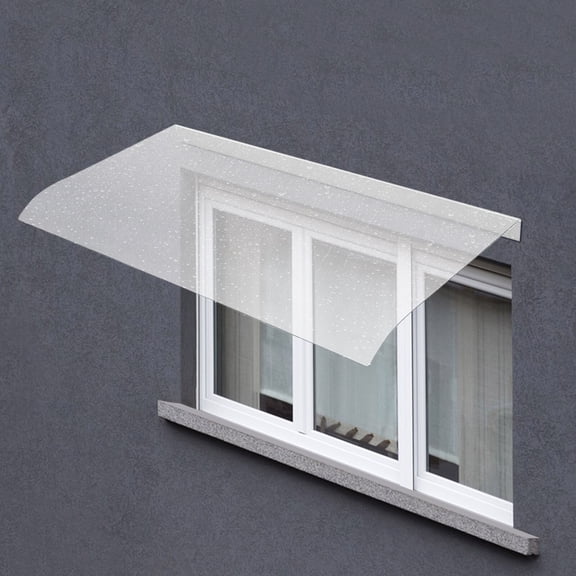 Clear Window Awning, 39.4x19.7in PC Material, 0.14in Thick, Curved Design, Wall Mount, for Doors & Windows