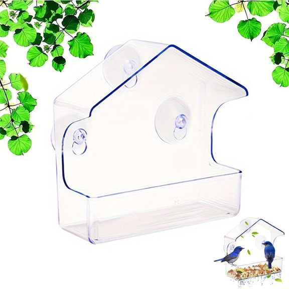 Clear Window Bird Feeder with 3 Extra Strong Suction Cups, Acrylic Birdfeeders for Viewing Wild Birds Outside, as a Bird Watching Gift, Outdoor Birdhouse Box, Garden Decor