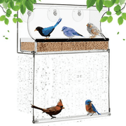 Clear Window Bird Feeder with 3 Extra Strong Suction Cups, Sturdy Durable Acrylic Bird Feeders for Viewing Wild Bird Outside, as a Bird Watching Gift, Outdoor B