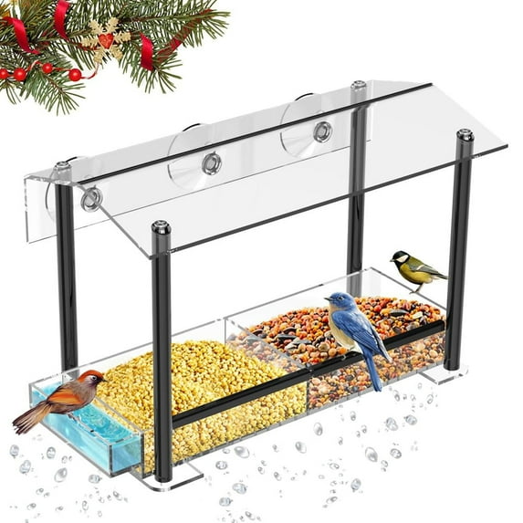 Window Bird Feeders For Outside,Weather Proof Birdfeeder,Transparent Bird House With Strong Suction Cups,Bird Feeder For Window Perch,Best Birdhouse Cat Gift
