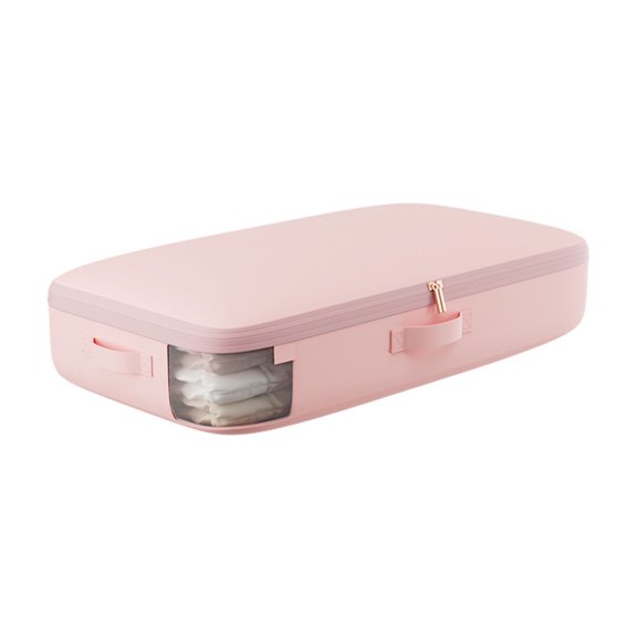 Clear Window Compression Storage Bag for Large Bedding and Long Garments with Satins Body and Multiple Carry Handles