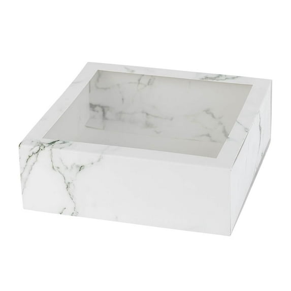Clear Window Gift Boxes Square White 6" X 6" X 2" 12 Pack