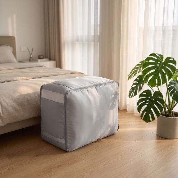 Clear Window Large Capacity Quilt Storage Bag Portable Breathable Organizer for Comforters Blankets Clothes Closet Under Bed