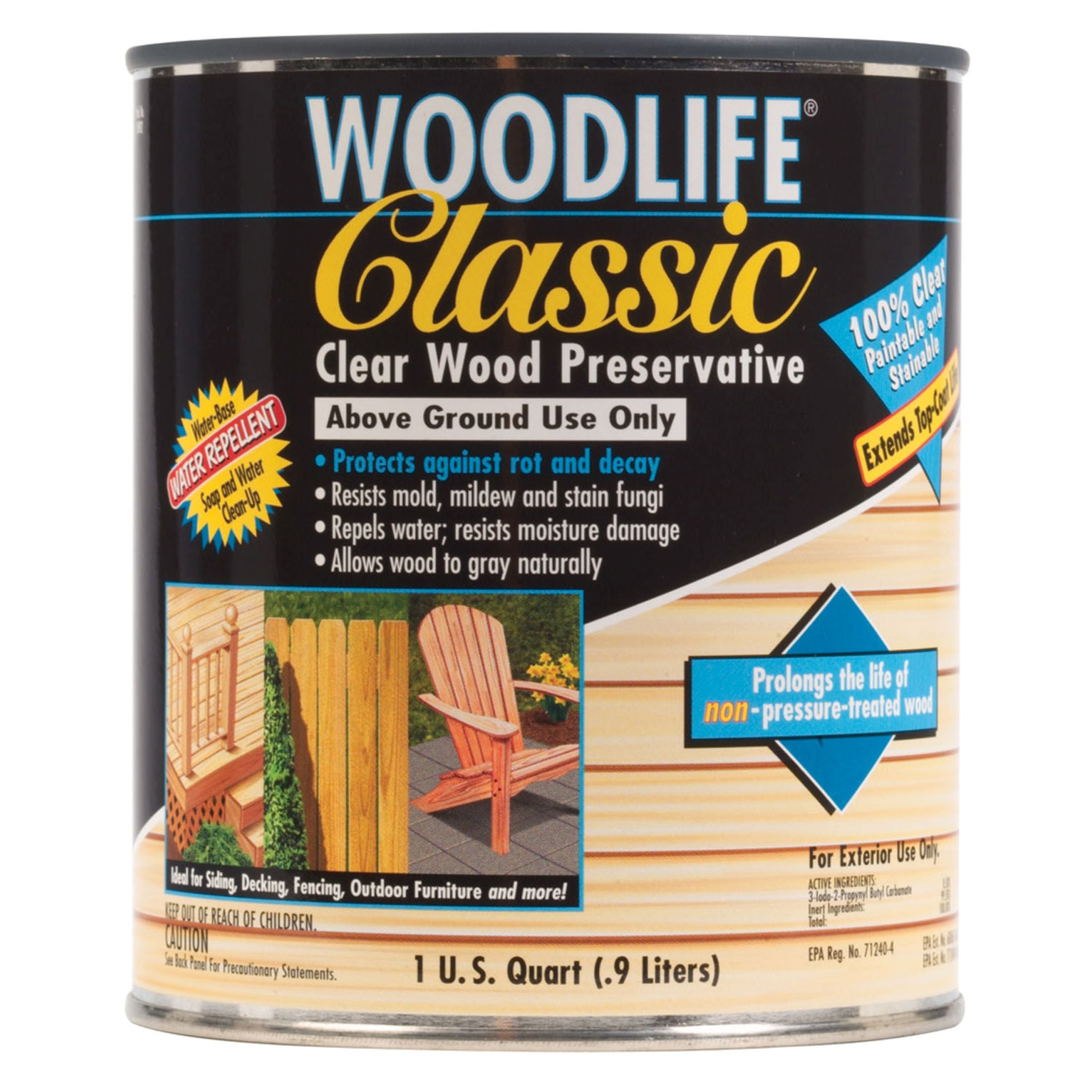 6 Pack, Clear, Wolman Woodlife Classic Exterior Wood Preservative Above Ground- Quart