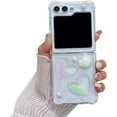 thumbnail image 1 of Clear Woman Case for Samsung Galaxy Z Flip 5 Shockproof with Air-Bag Corner, Cute Love Heart Case for Galaxy Z Flip 5 Stylish Design, Pretty Girls Case Pearl Decorations for Samsung Z Flip 5 (Love-A), 1 of 7