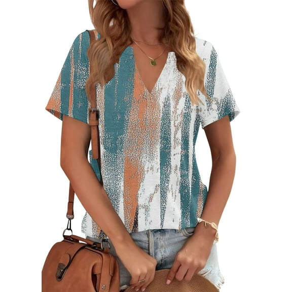 Clear Women's Short Sleeve T-shirt, Womens Tops Summer Short Sleeve V Neck Blouses Business Casual Loose Fit Tshirts Trendy Fashion Outfits,Women's Short sleeve T-shirt S