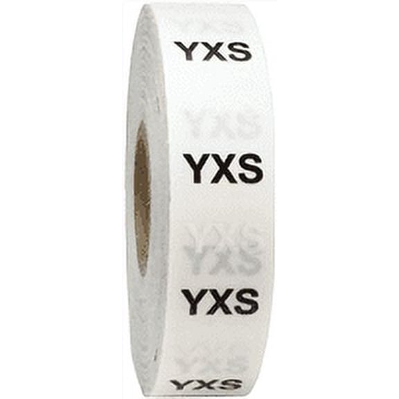 Clear Youth YXS Modern Design Clothing Size Strip Stickers, 3/4 x 6 Inches Wide, 200 Labels on a Roll