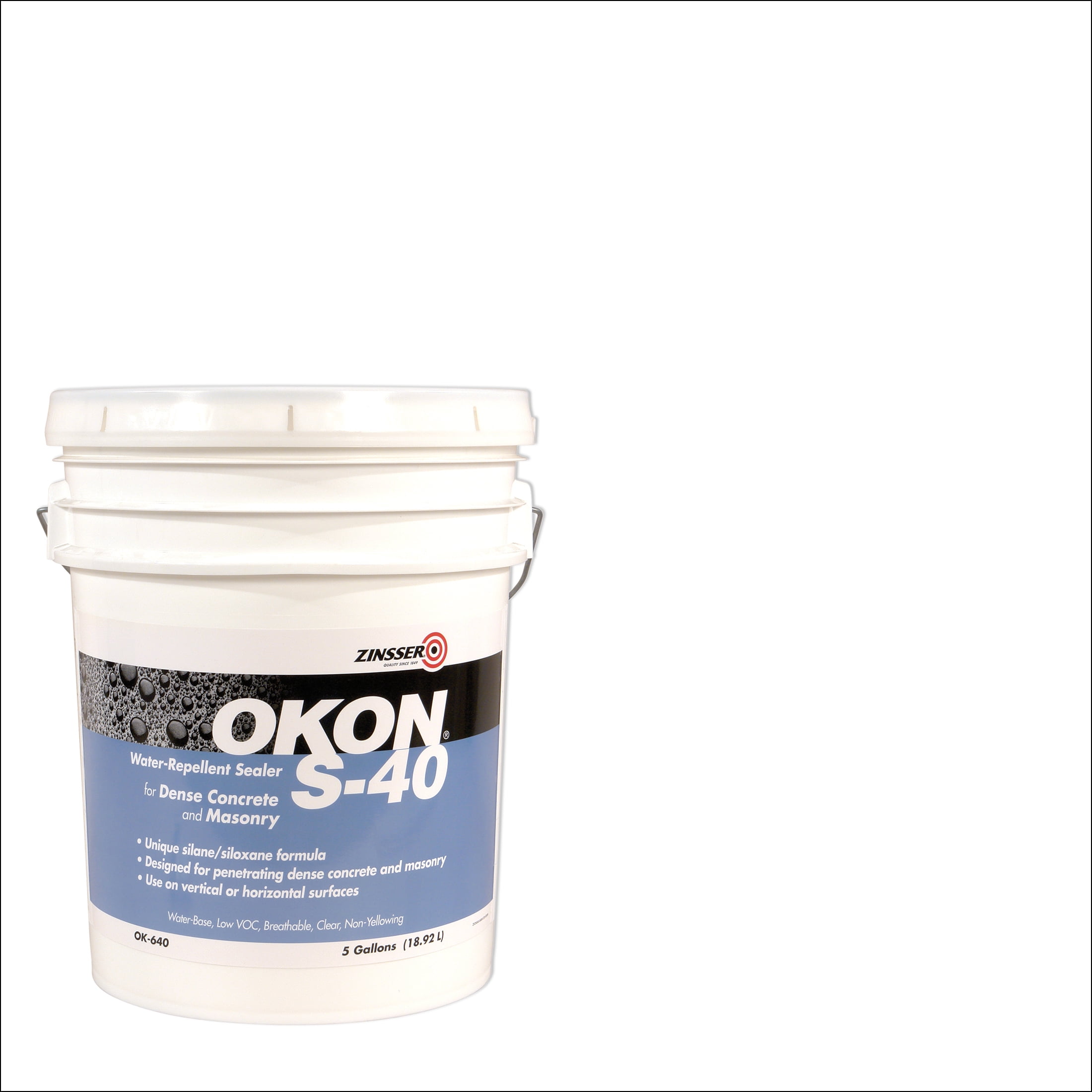 Clear, Zinsser Okon S40 Water Repellent Concrete Sealer OK640, 5