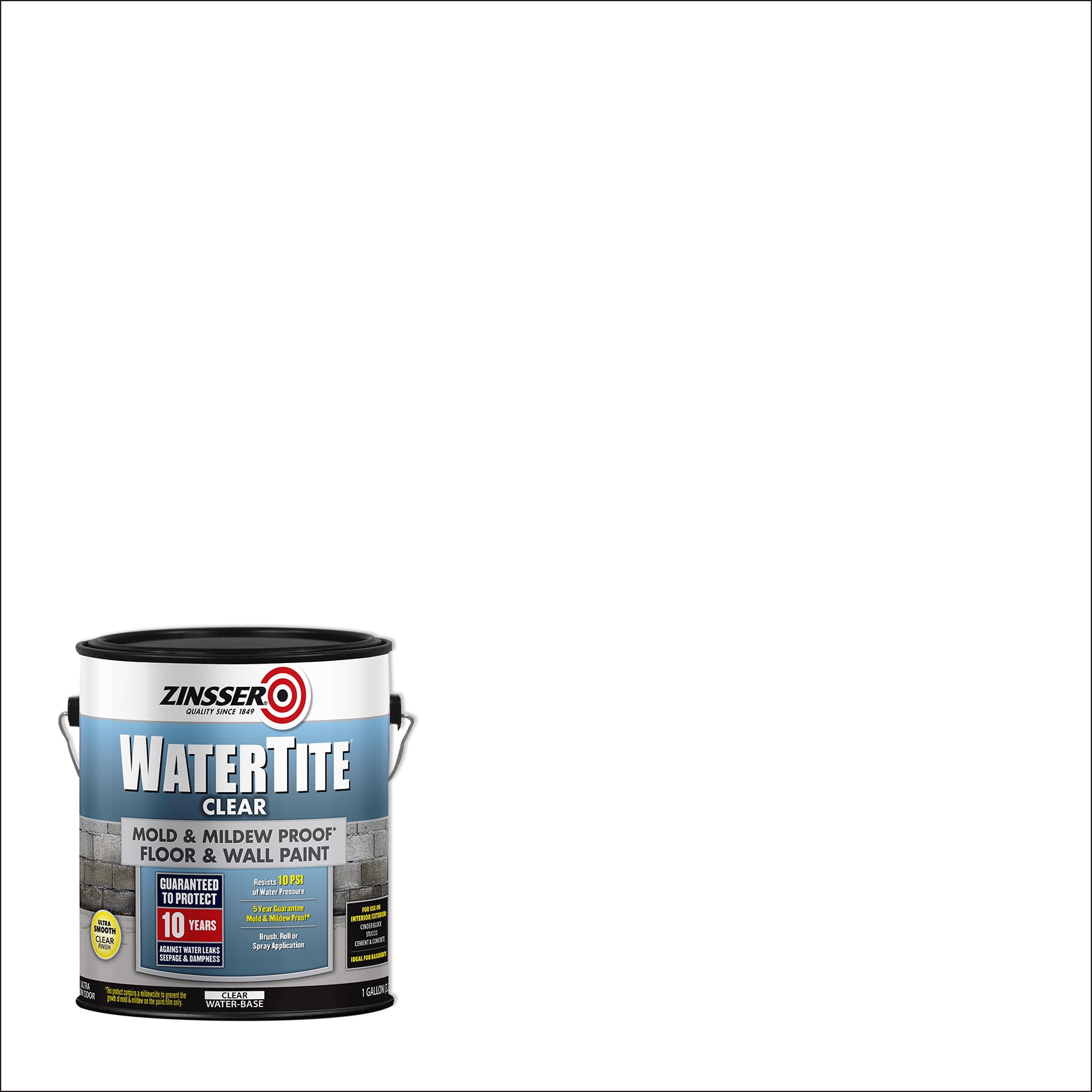 Clear, Zinsser Watertite Matte Mold and Mildew-proof Floor and Wall Paint, 1 Gallon, 2 Pack