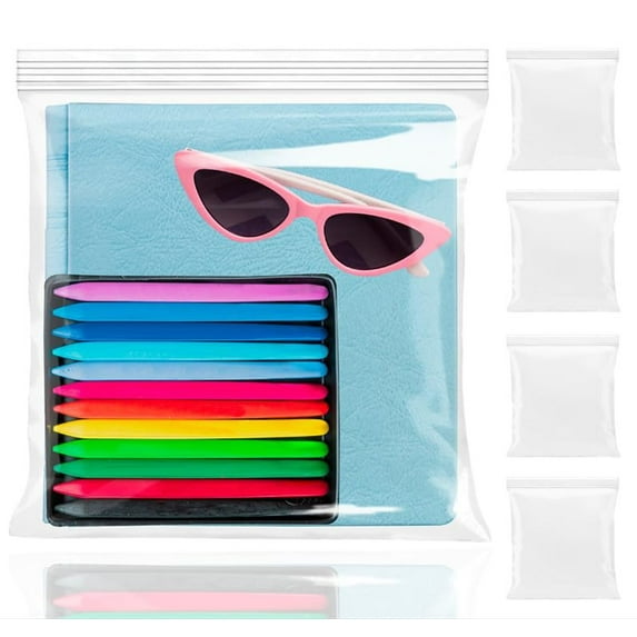 Clear Zipper Bags, Reclosable Plastic Pouches, 100 Count, 12 x 12 in, 2 Mil