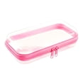 thumbnail image 1 of Clear Zipper Case Makeup Bags, Durable Hard Plastic Zipper Pouch Transparent Storage Box Containers, Portable Makeup Pouches for Cosmetics, Snacks, Building Blocks, Puzzles, 1Pc(Pink,9.8x7.8x2"), 1 of 8