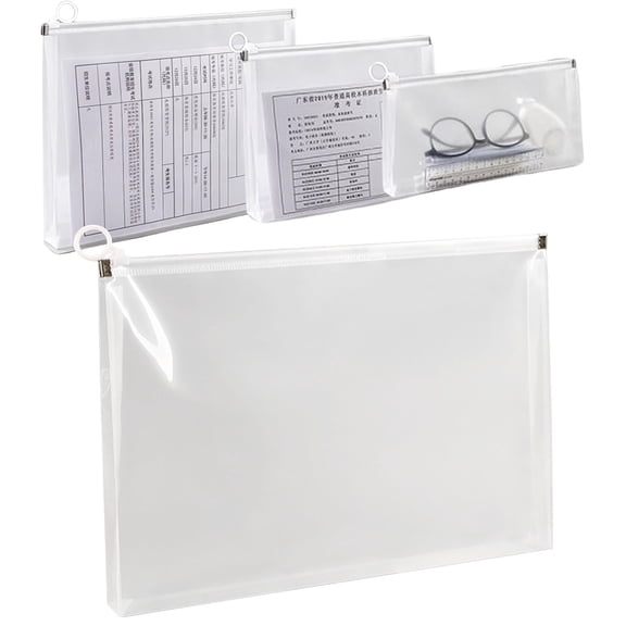 Clear Zipper Envelope A6 Storage Pouch Transparent Plastic File Bag with Standing Base 9.84 x 7.09 inch for Receipts Index Cards Photos Travel Documents Organizer