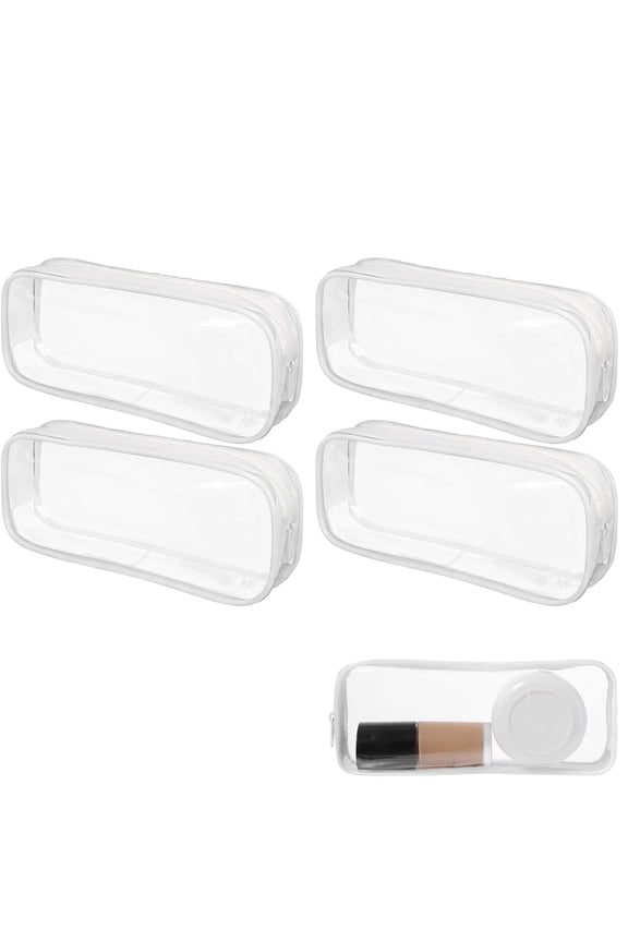 Clear Zipper Pen Pencil Pouch Yahome 4 Pcs Mini Clear Makeup Pouch Transparent Pen Bag Pencil Storage Bag Pen Pencil Case Multi Purpose Pouch (8x1.6x3.2in)