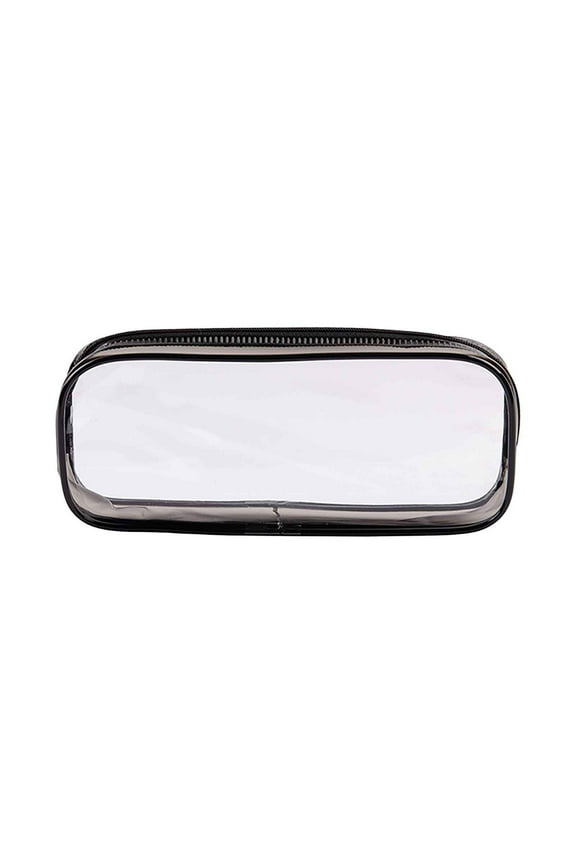 Clear Zipper Pencil Case - Transparent Organizer for Pens/Makeup/Cables, TSA Approved Travel Toiletry Bag (8"x3")