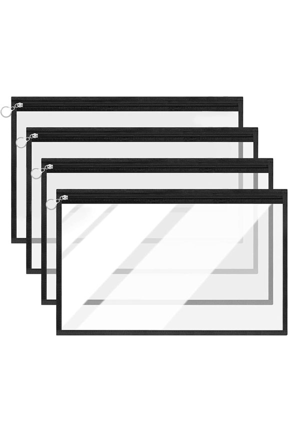 Clear Zipper Pouches, 4 count Plastic Organizer Bags PVC  Envelopes Clear Pouch Bags Zipper Bags Multi-Purpose Makeup Bag for  Document FileTravel Office  Organize 11.5" x 7"