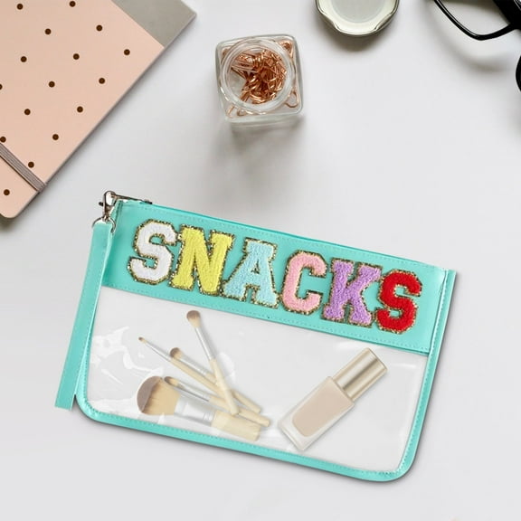 Clear Zipper Storage Bag | Waterproof Portable Makeup & Snack Pouch | Transparent Toiletry Organizer for Travel | 1-Pack Handheld Cosmetic Bag