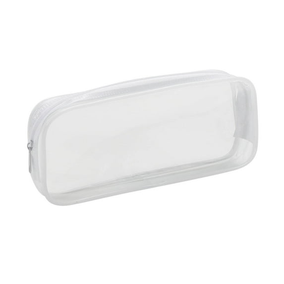 Clear Zippered Pencil Case for Students - Large Capacity Stationery and Toiletries Storage Bag with Water-Resistant PVC Material and Multiple Compartments