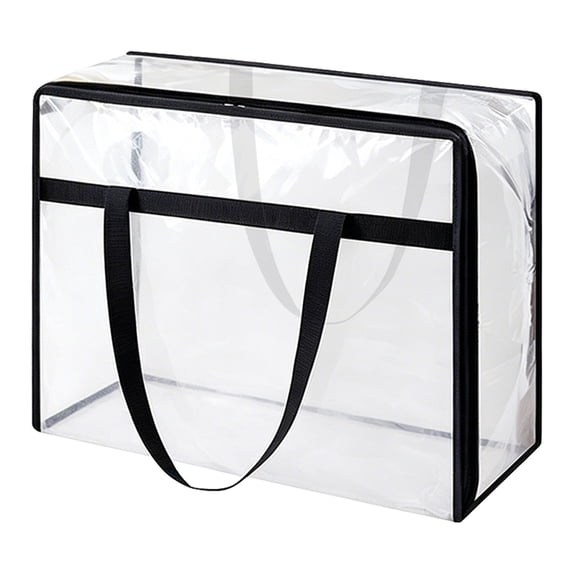 Clear Zippered Storage Bag, Loetky Heavy Duty Storage Bags With Reinforced Handles, Collapsible Moving Bag, Pvc Storage Bags For Bedding, Blankets, Comforters, Clothing, Books, 1*Storage Bag