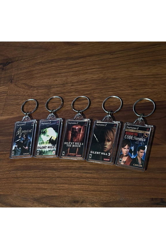 Clear acrylic video game inspired keychains charms ps2 (1 keychain)