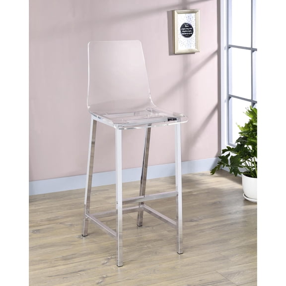 Clear and Chrome Bar Stools | Ideal for Relaxing in Kitchen or Bar | Robust Chrome and Acrylic Craft | Fit Different Interior Decors